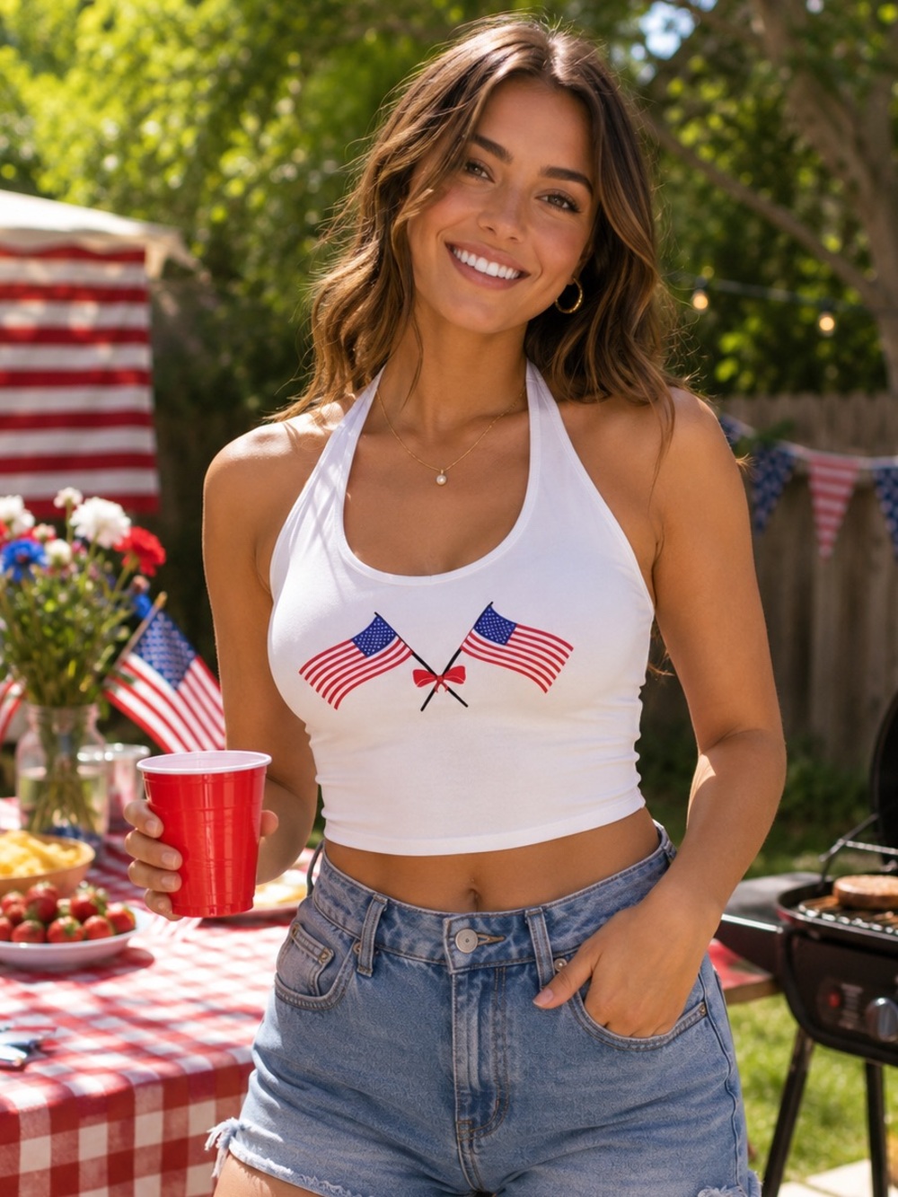 Cult Favorite-NWT American Flag Halter Top – Size Small 🇺🇸